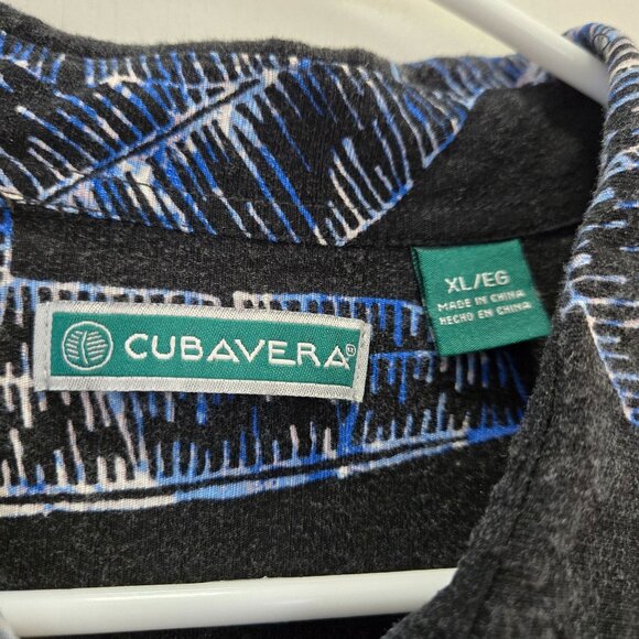 Cubavera Men's Short Sleeve Shirt, Sz XL Black Leaf Print - Picture 3 of 7